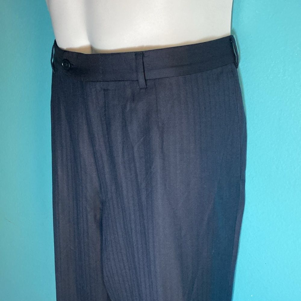 Mens Size 38 Dress Pants Navy Blue Tonal Stripe Wool and Silk Ermenegildo Zegna